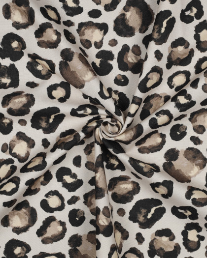 Tissu Canvas Beige Motif Léopard - Mercerine