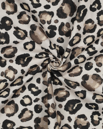 Tissu Canvas Beige Motif Léopard - Mercerine