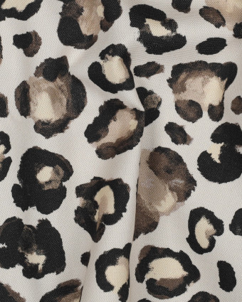Tissu Canvas Beige Motif Léopard - Mercerine