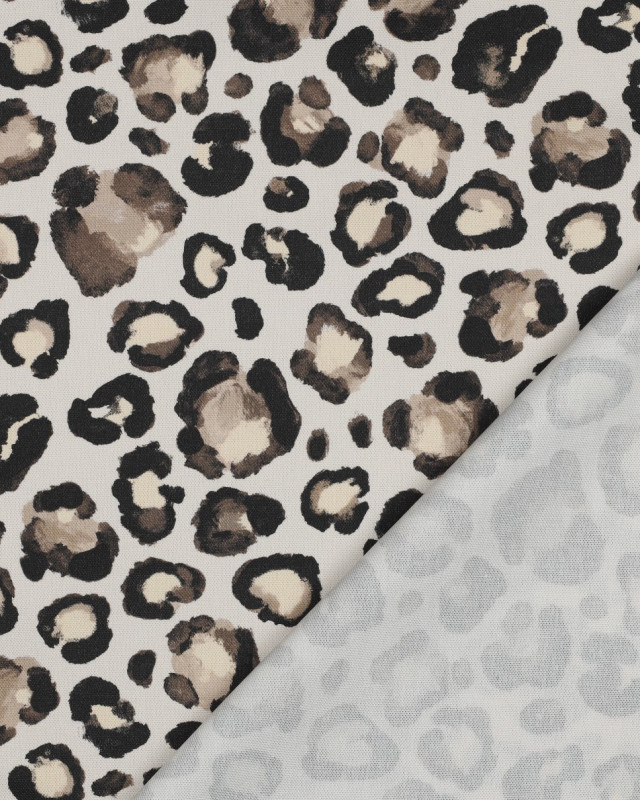 Tissu Canvas Beige Motif Léopard - Mercerine