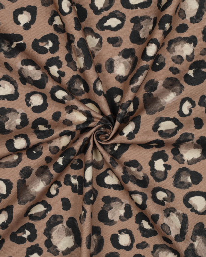 Tissu Canvas Cappuccino Motif Léopard - Mercerine