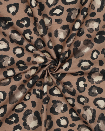 Tissu Canvas Cappuccino Motif Léopard - Mercerine