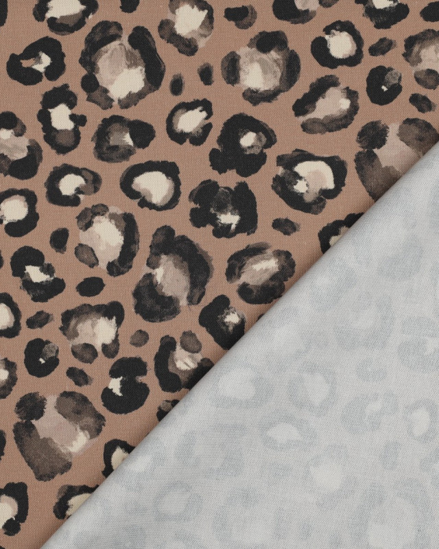 Tissu Canvas Cappuccino Motif Léopard - Mercerine