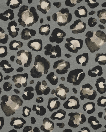 Tissu Canvas Bleu Gris Motif Léopard - Mercerine