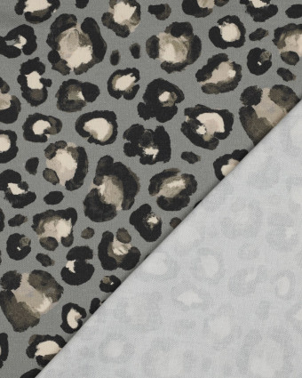 Tissu Canvas Bleu Gris Motif Léopard - Mercerine
