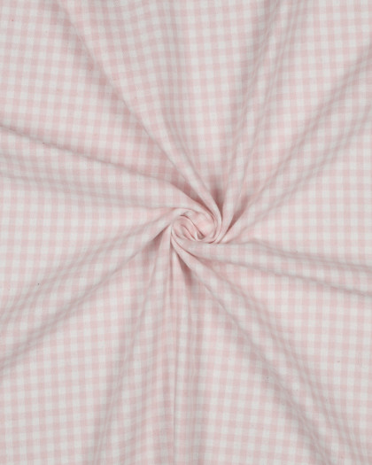 Tissu Flanelle Douce Petits Carreaux Rose Clair - Mercerine