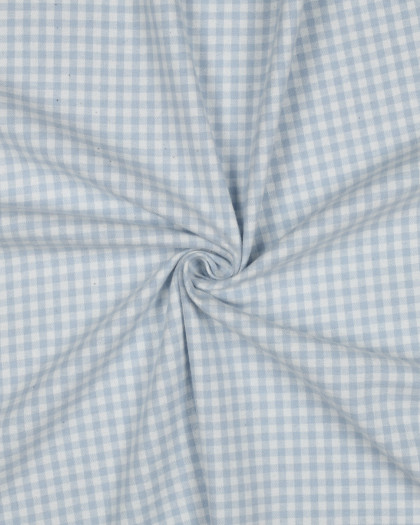 Tissu Flanelle Douce Petits Carreaux Bleu Bébé - Mercerine