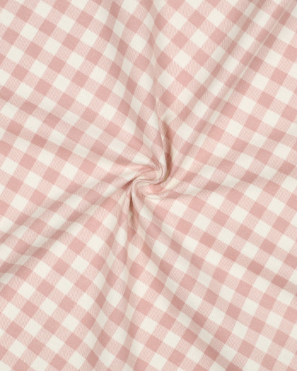 Tissu Flanelle Douce à Carreaux Rose Clair - Mercerine