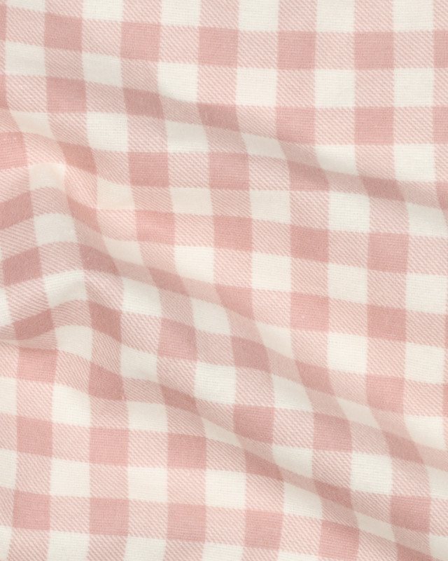 Tissu Flanelle Douce à Carreaux Rose Clair - Mercerine