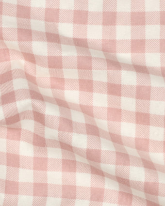 Tissu Flanelle Douce à Carreaux Rose Clair - Mercerine