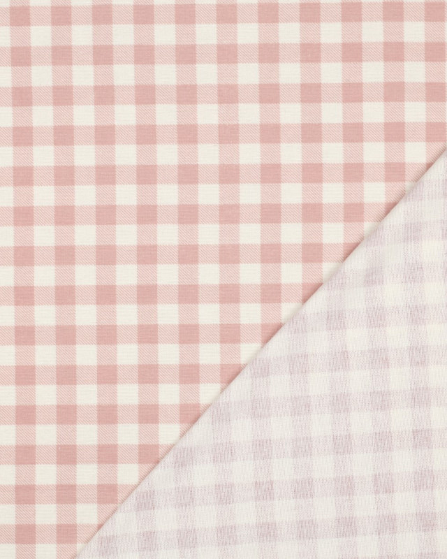 Tissu Flanelle Douce à Carreaux Rose Clair - Mercerine