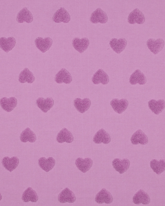 Tissu Jersey Petits Cœurs en Eponge Violet - Mercerine