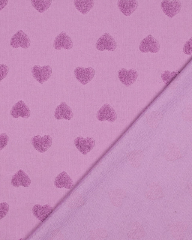Tissu Jersey Petits Cœurs en Eponge Violet - Mercerine