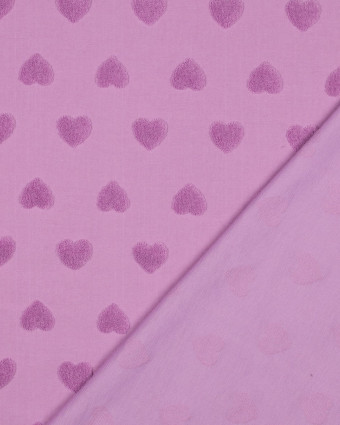 Tissu Jersey Petits Cœurs en Eponge Violet - Mercerine