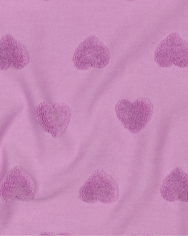 Tissu Jersey Petits Cœurs en Eponge Violet - Mercerine