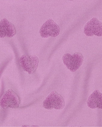 Tissu Jersey Petits Cœurs en Eponge Violet - Mercerine