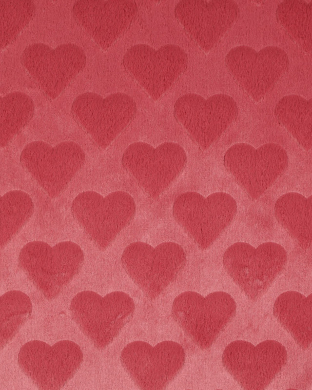 Fausse Fourrure Ultra Douce Coeur Coloris Garance - Mercerine