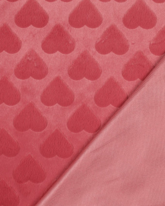 Fausse Fourrure Ultra Douce Coeur Coloris Garance - Mercerine
