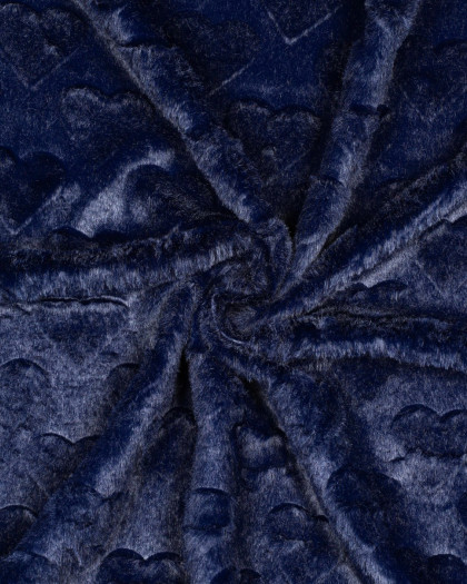 Fausse Fourrure Ultra Douce Cœur Bleu Marine - Mercerine