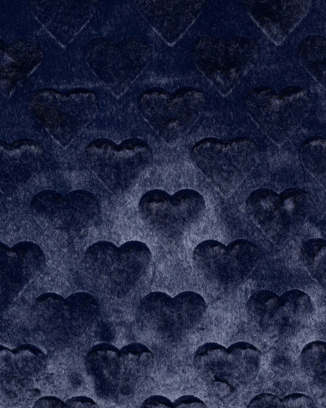 Fausse Fourrure Ultra Douce Coeur Bleu Marine - Mercerine