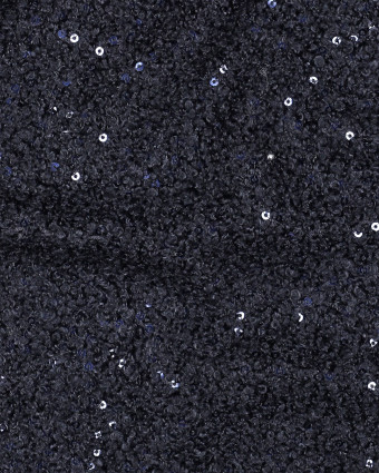 Maille Légère Douce Petites Bouclettes Sequins Bleu Marine - Mercerine
