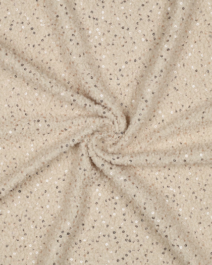 Maille Légère Douce Petites Bouclettes Sequins Beige - Mercerine