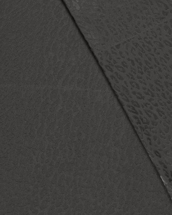Tissu Satin Motif Léopard Ton sur Ton Gris Foncé - Mercerine
