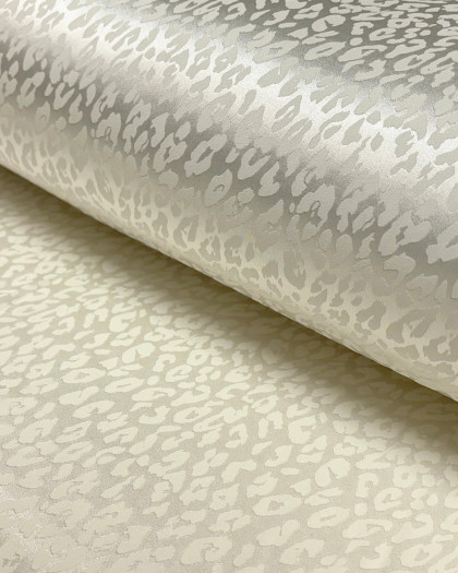 Coupon Mousseline Polyester 180x140 Cm - Motifs Ton Sur Ton Blanc Cassé, Fabrication Française