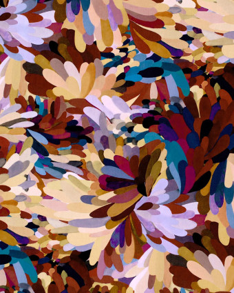 Tissu Viscose Motif Floral Paint Mauve et Marron - Mercerine