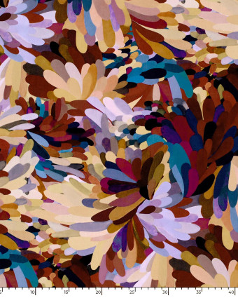 Tissu Viscose Motif Floral Paint Mauve et Marron - Mercerine