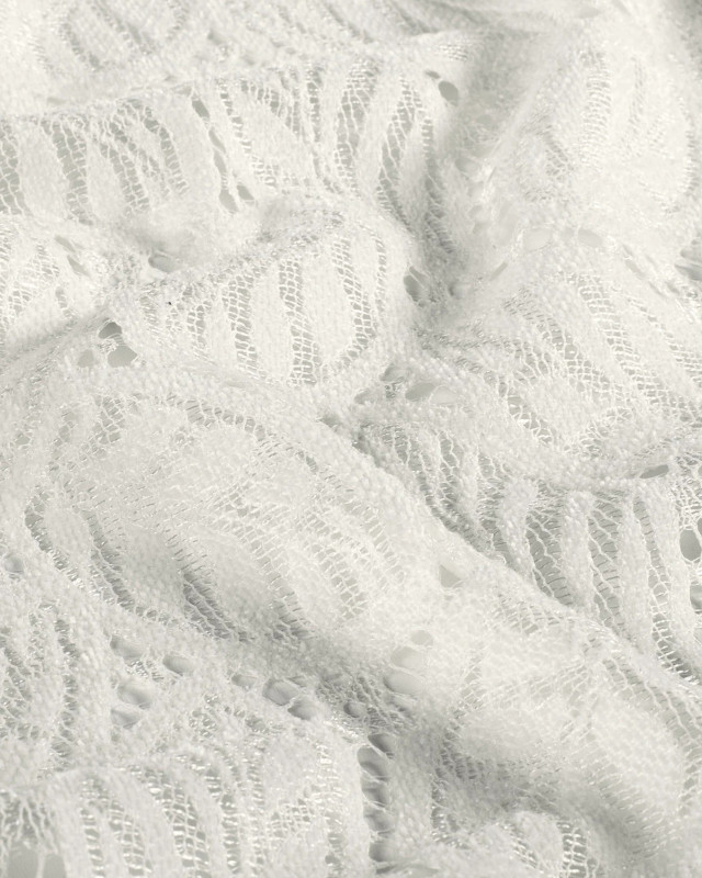 Tissu Dentelle Toucher Velours Feuillage Ecru - Mercerine