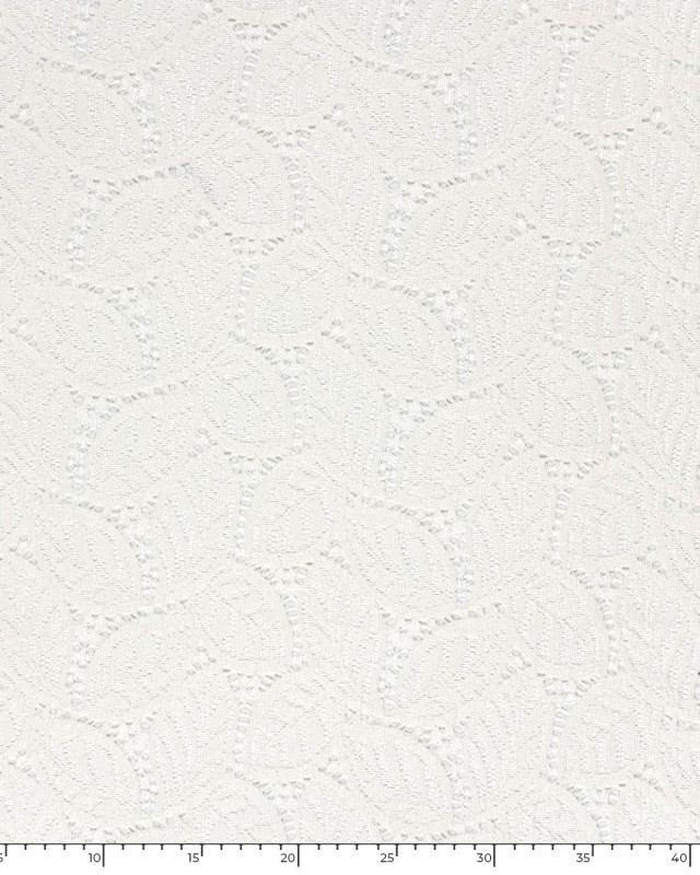 Tissu Dentelle Toucher Velours Feuillage Ecru - Mercerine