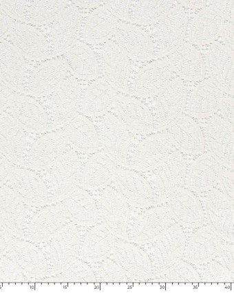 Tissu Dentelle Toucher Velours Feuillage Ecru - Mercerine