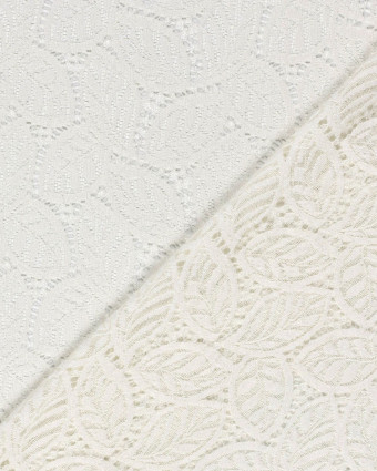 Tissu Dentelle Toucher Velours Feuillage Ecru - Mercerine
