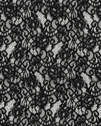 Tissu Dentelle Toucher Velours Floral Noir - Mercerine