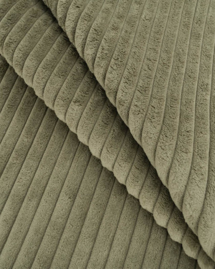 Tissu Velours Côtelé Larges Côtes Olive - Zoélia - Mercerine