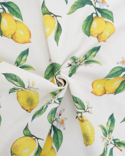 Tissu Bachette de Coton Motif Citron - Mercerine