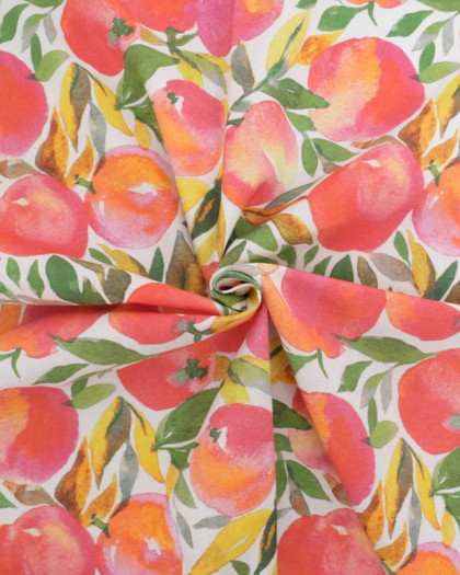 Tissu Bachette de Coton Motif Abricot - Mercerine