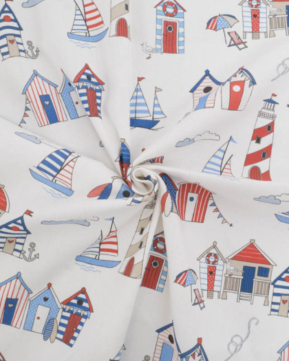 Tissu Bachette de Coton Cabanes de Plage - Mercerine