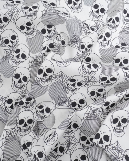 Tissu Halloween Coton Tête de Mort - Mercerine