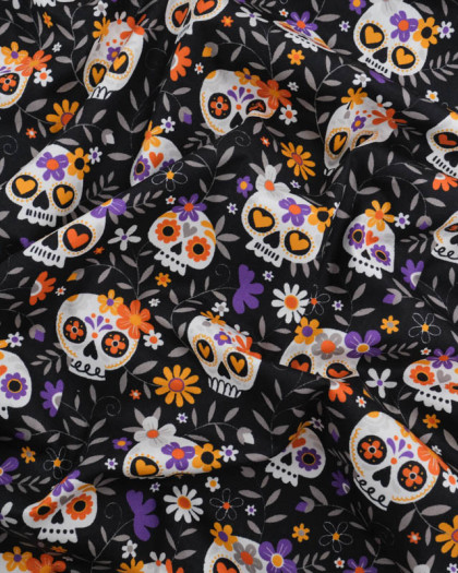 Tissu Halloween Coton El Dia De Los Muertos - Mercerine