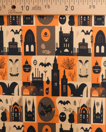 Tissu Coton Halloween Manoir Hanté - Mercerine