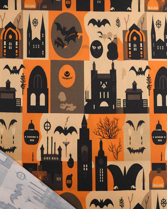 Tissu Coton Halloween Manoir Hanté - Mercerine