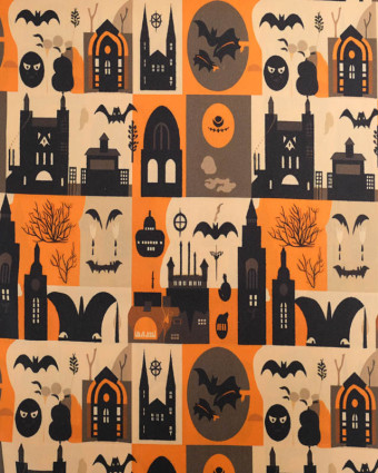 Tissu Coton Halloween Manoir Hanté - Mercerine