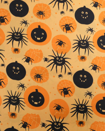 Tissu Halloween Motif Citrouilles et Araignées  - Mercerine