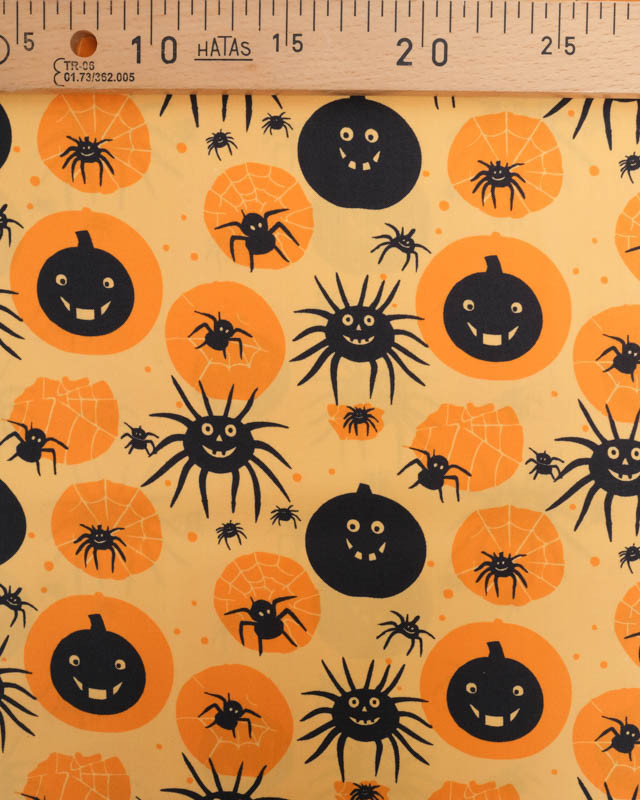 Tissu Halloween Motif Citrouilles et Araignées  - Mercerine