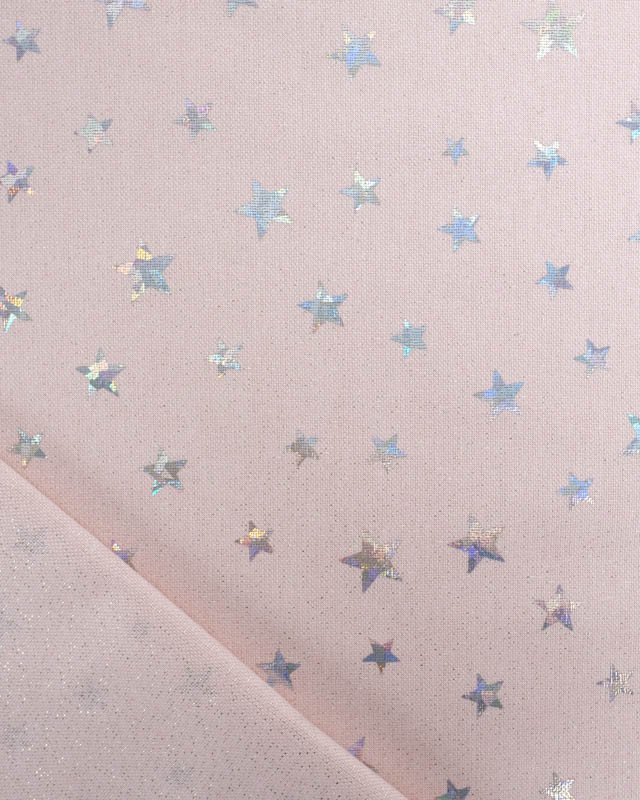 Tissu pailleté rose étoiles brillantes - Mercerine