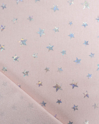 Tissu pailleté rose étoiles brillantes - Mercerine