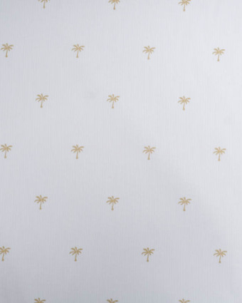 Piqué de Coton Blanc Petits Palmiers Dorés - Mercerine