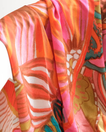 Paréo Voile de Viscose Corail - Panneau de 145x145cm  - Mercerine